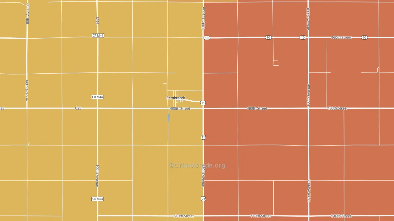 Rembrandt, IA Map of Robbery Rates
