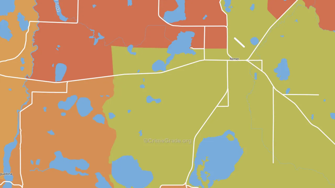 Remer, MN Map of Robbery Rates