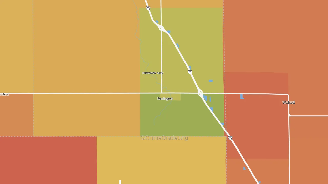Remington, IN Map of Robbery Rates