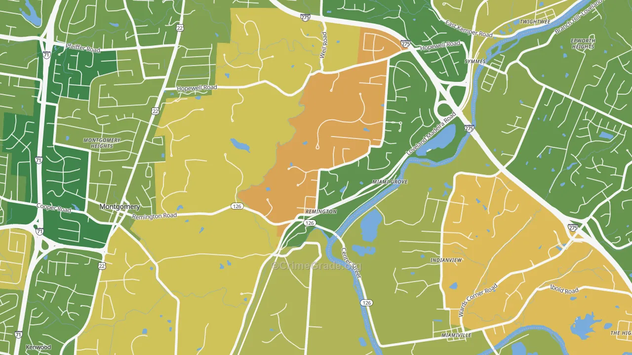 Remington, OH Map of Robbery Rates
