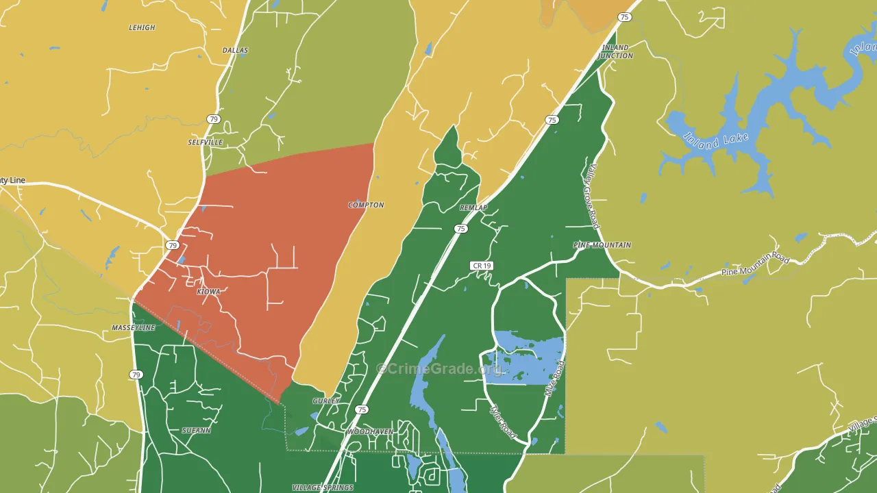 Remlap, AL Map of Robbery Rates