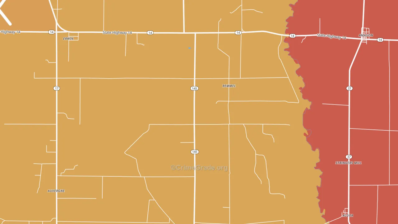 Remmel, AR Map of Robbery Rates