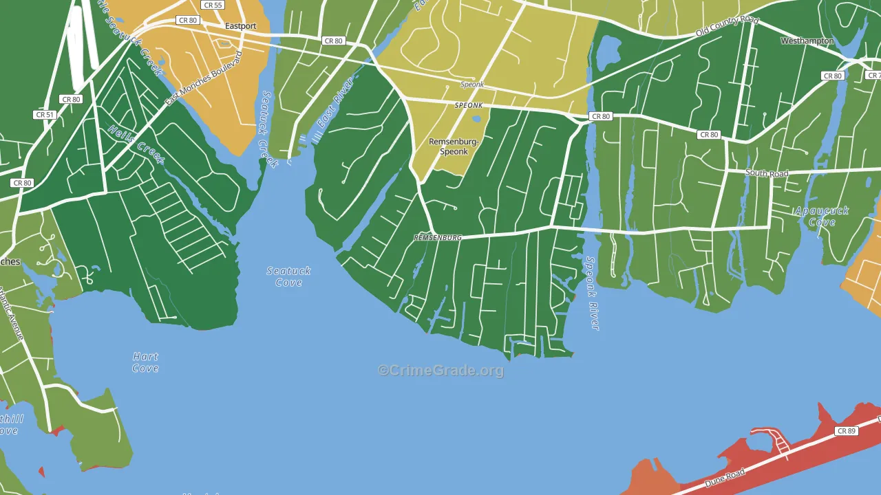 Remsenburg, NY Map of Robbery Rates