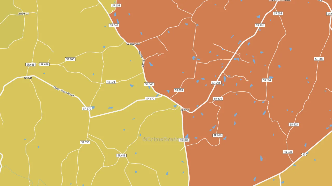 Renan, VA Map of Robbery Rates