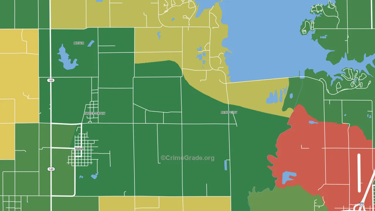 Rend City, IL Map of Robbery Rates