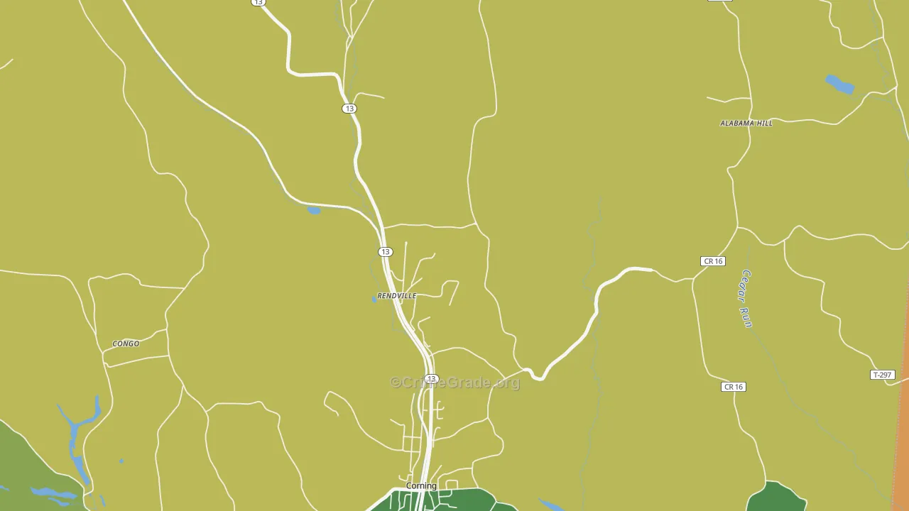 Rendville, OH Map of Robbery Rates