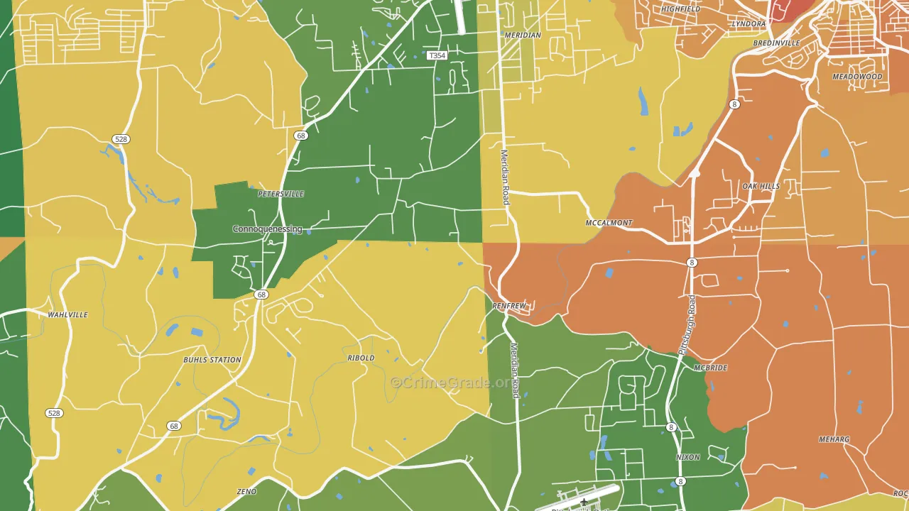 Renfrew, PA Map of Robbery Rates