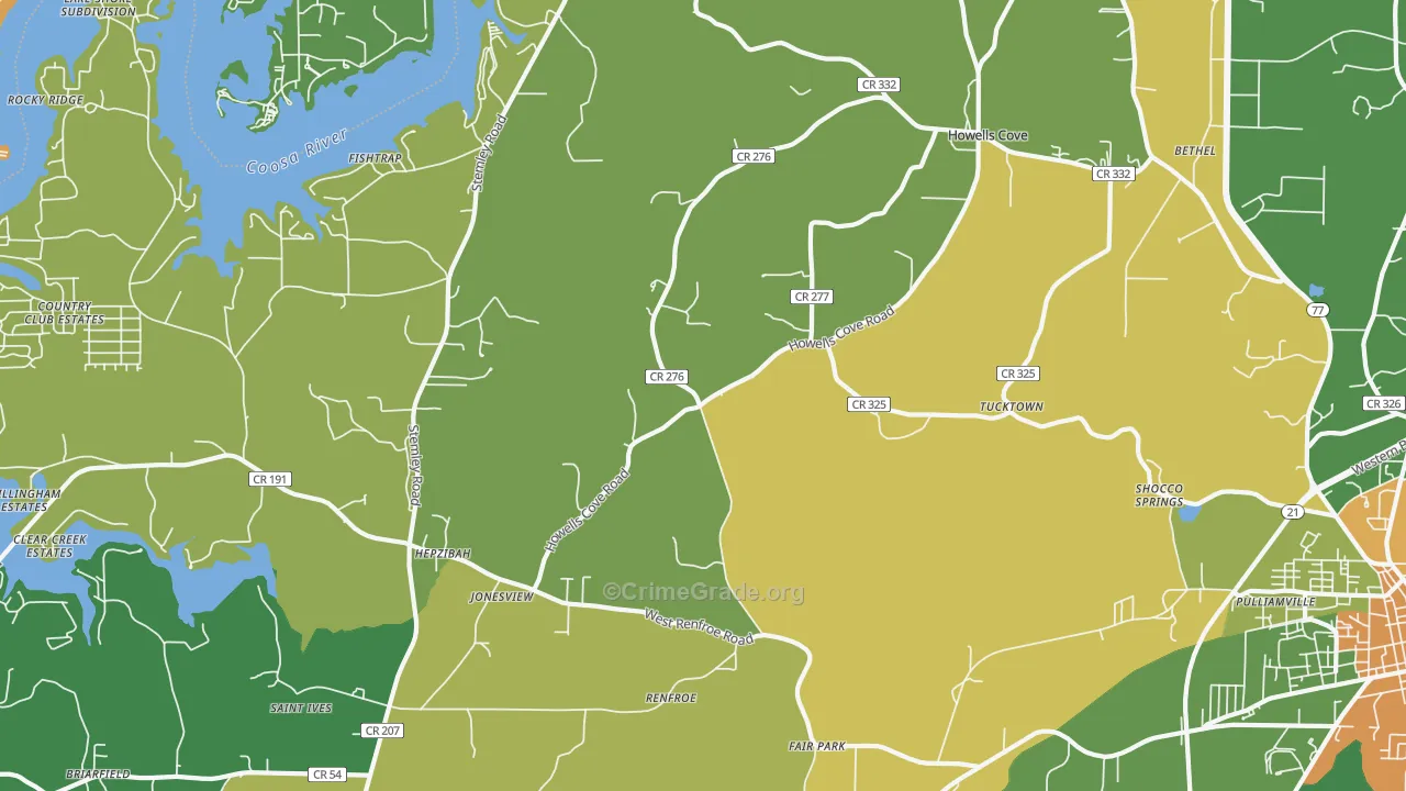 Renfroe, AL Map of Robbery Rates