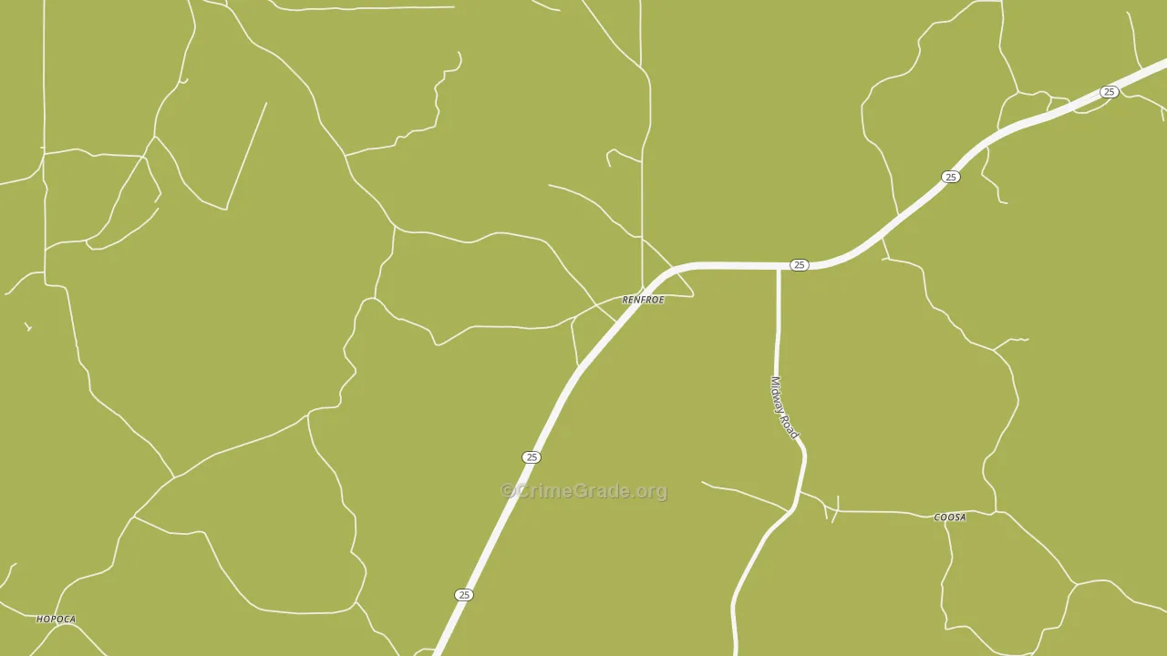 Renfroe, MS Map of Robbery Rates