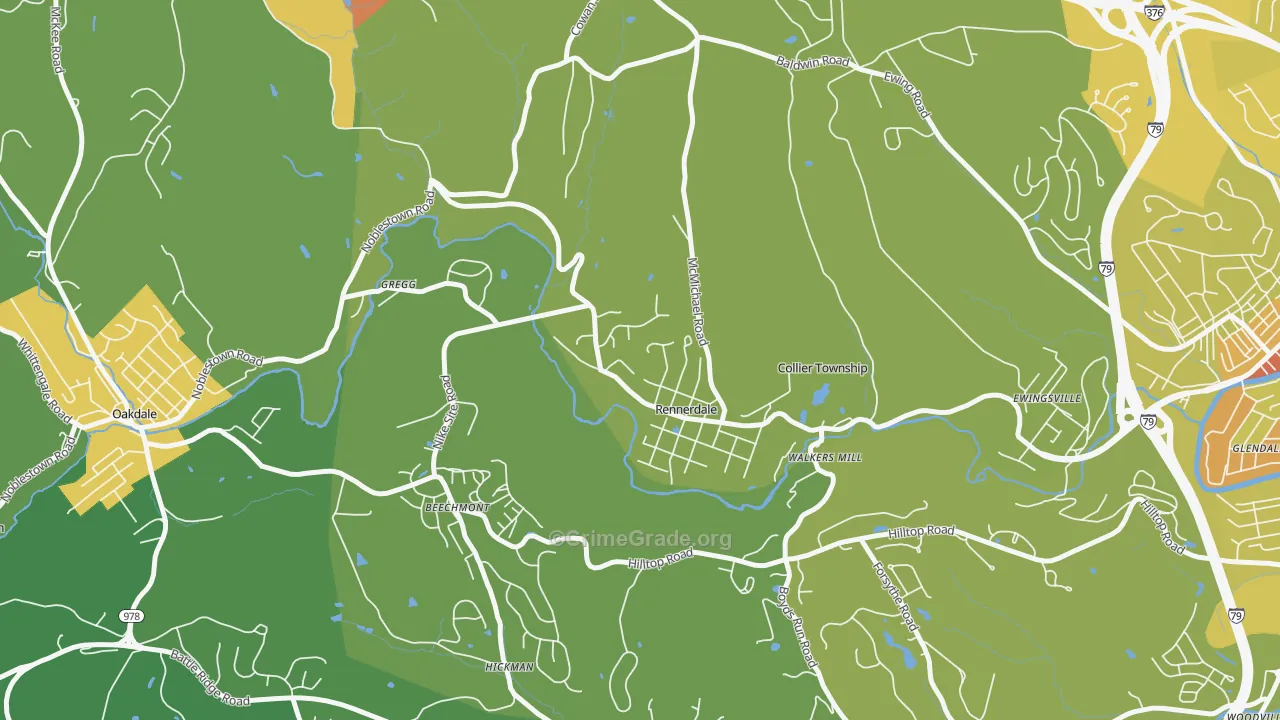 Rennerdale, PA Map of Robbery Rates