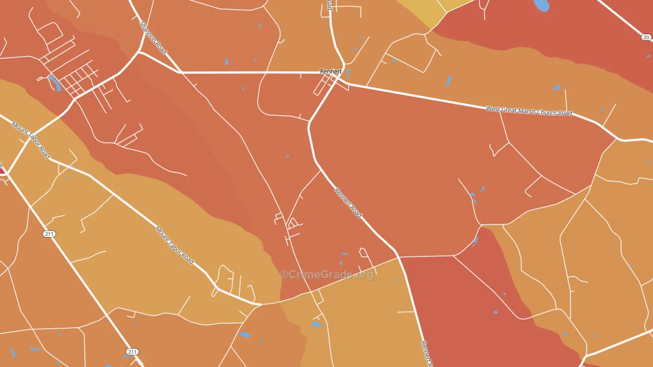 Rennert, NC Map of Robbery Rates