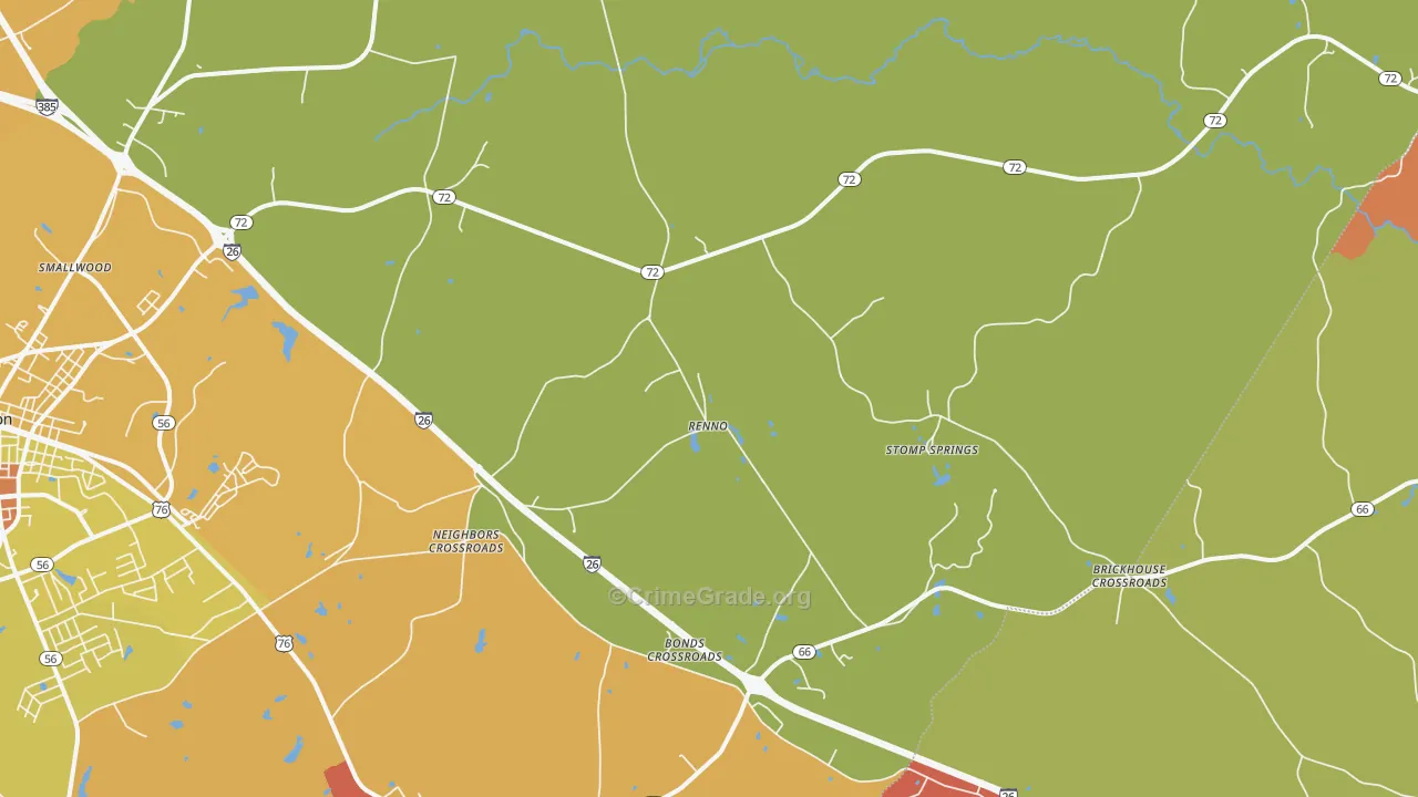 Renno, SC Map of Robbery Rates