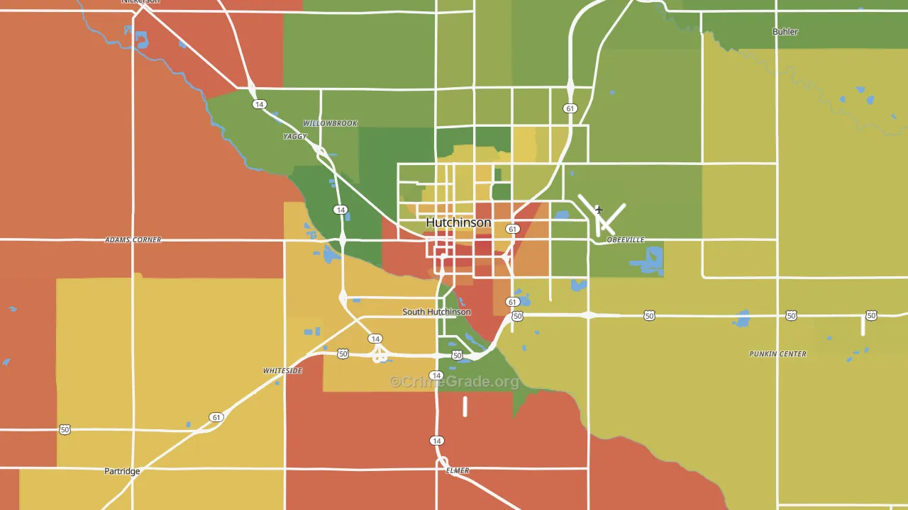 Reno County, KS Map of Robbery Rates