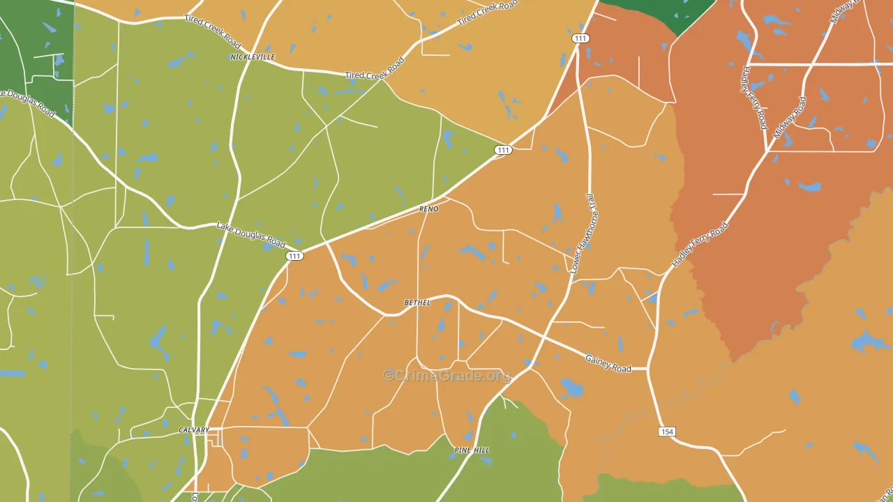 Reno, GA Map of Robbery Rates