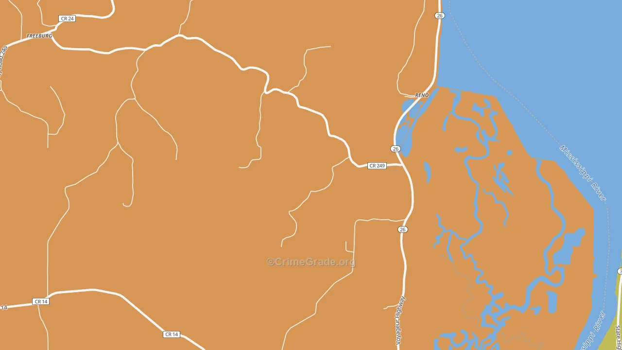 Reno, MN Map of Robbery Rates