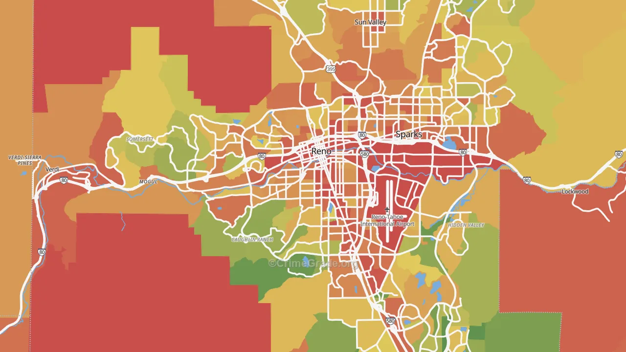 Reno, NV Map of Robbery Rates