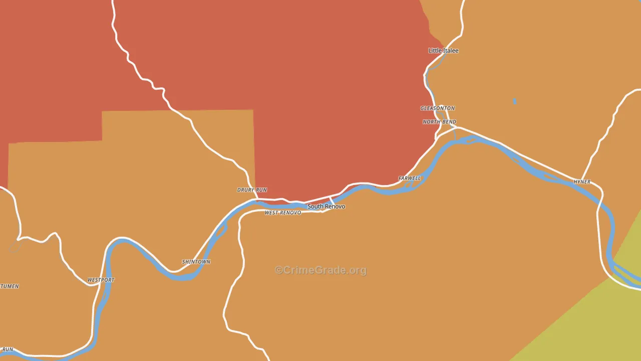 Renovo, PA Map of Robbery Rates