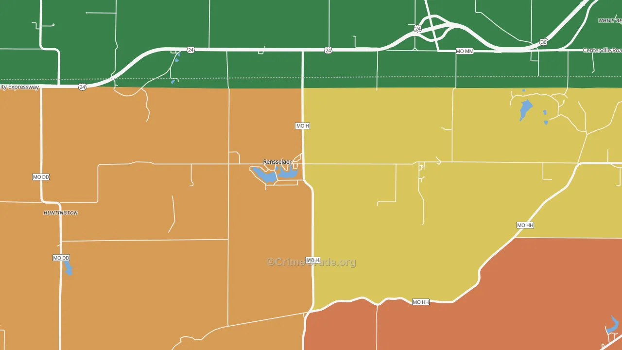 Rensselaer, MO Map of Robbery Rates