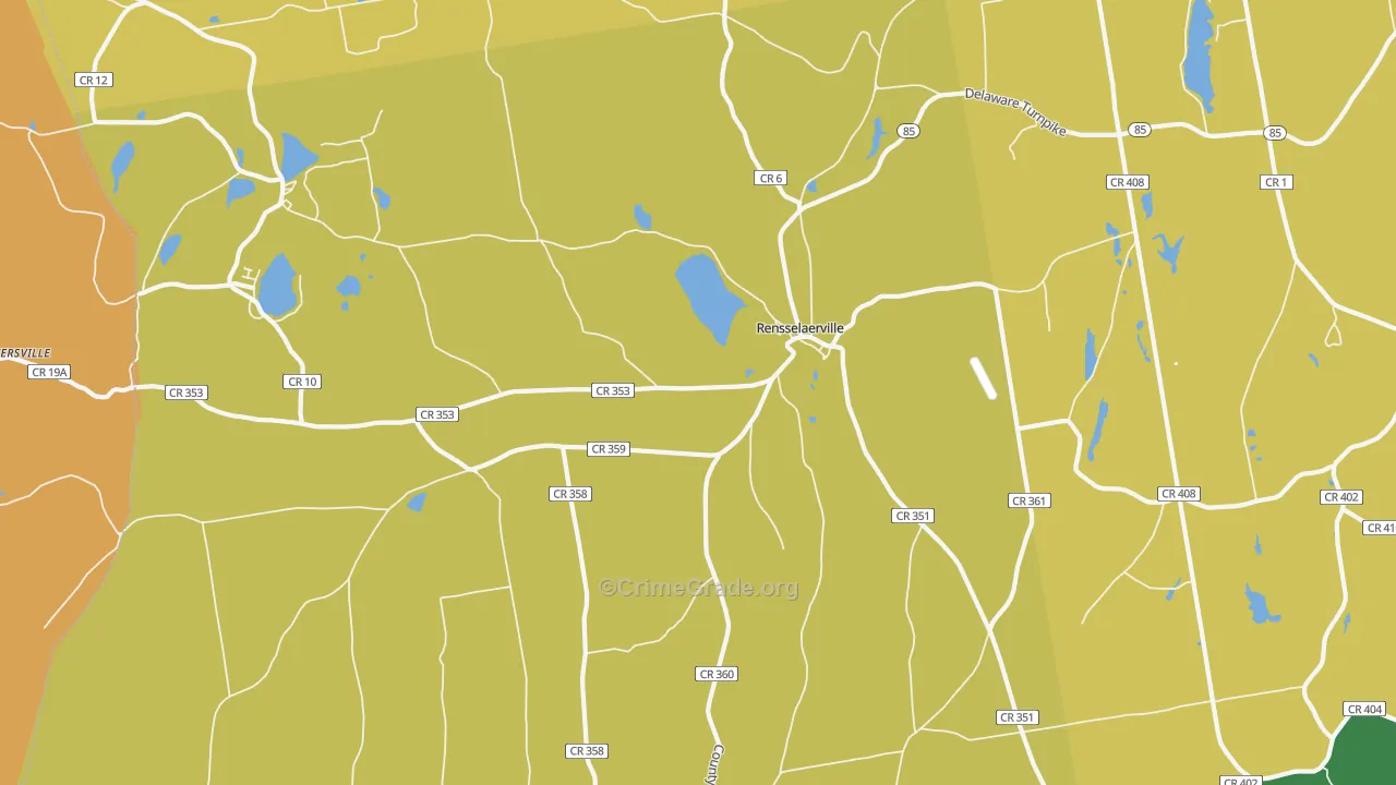 Rensselaerville, NY Map of Robbery Rates