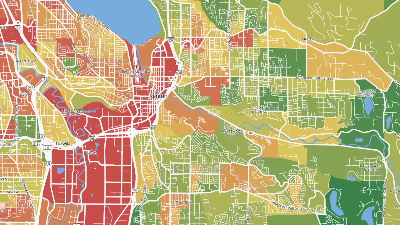 Renton, WA Map of Robbery Rates