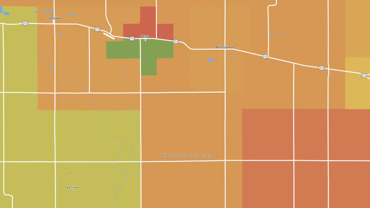 Renville County, MN Map of Robbery Rates