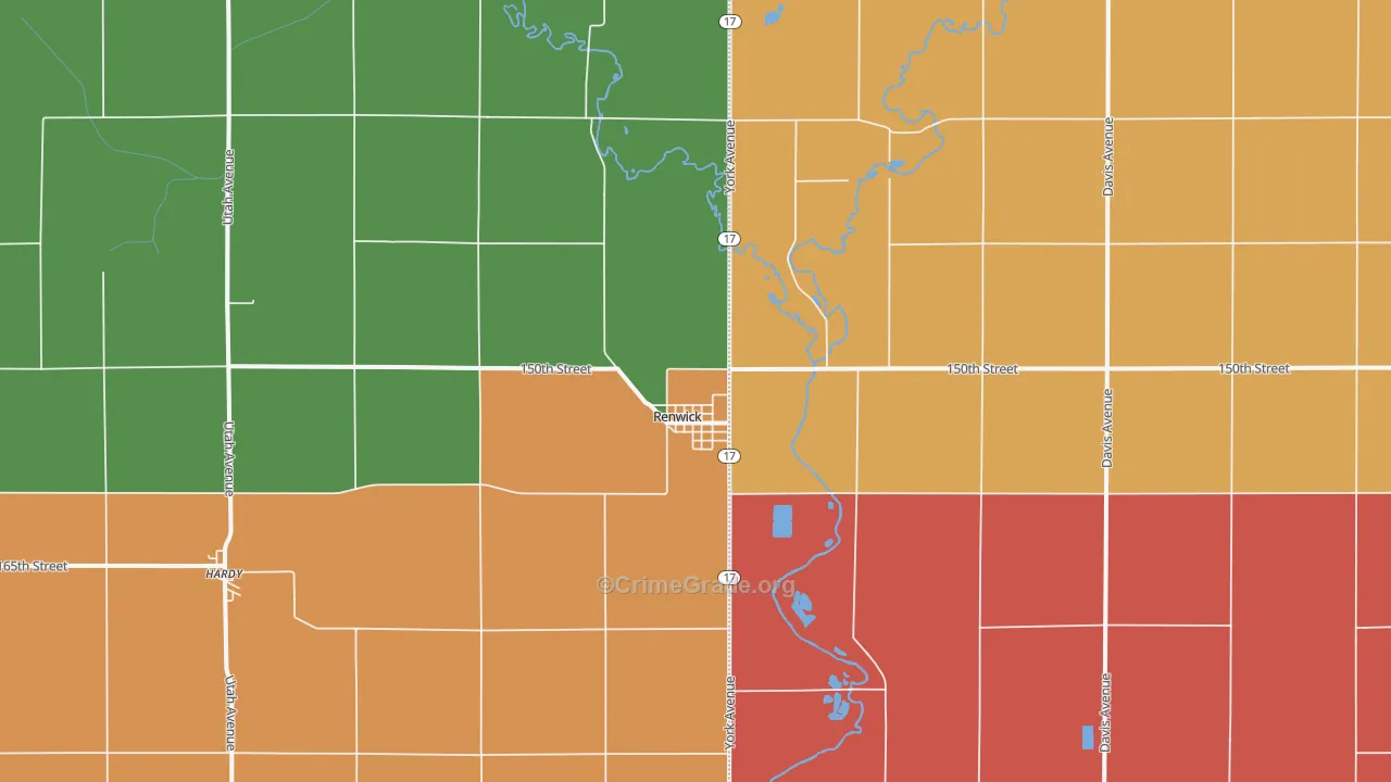 Renwick, IA Map of Robbery Rates