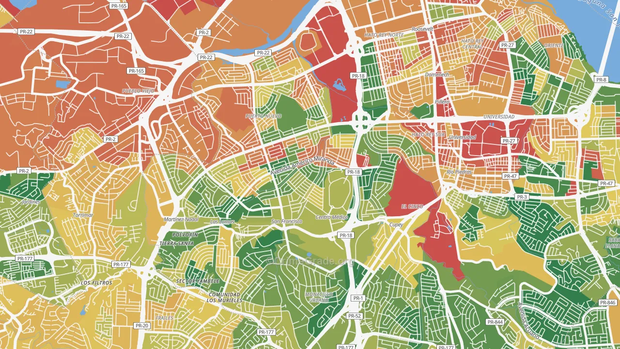 Reparto Metropolitano, San Juan, PR Map of Robbery Rates