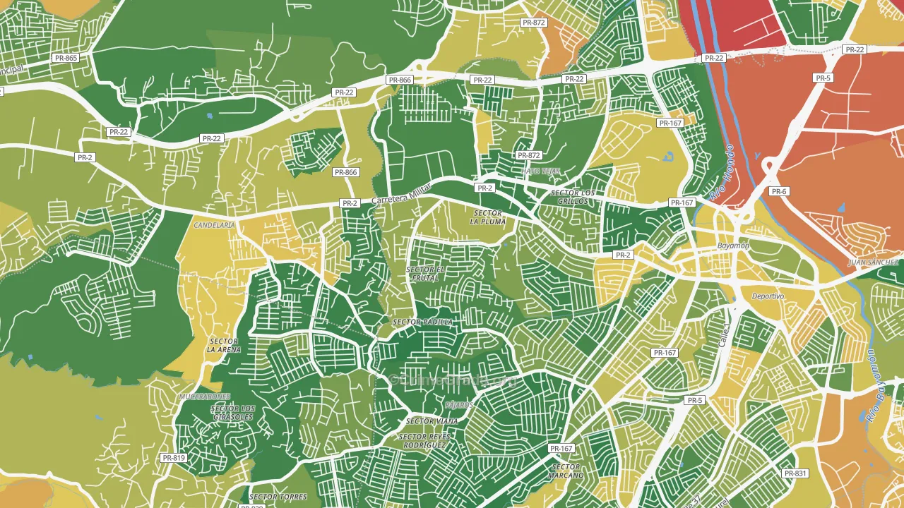 Reparto Valencia, Bayamon, PR Map of Robbery Rates