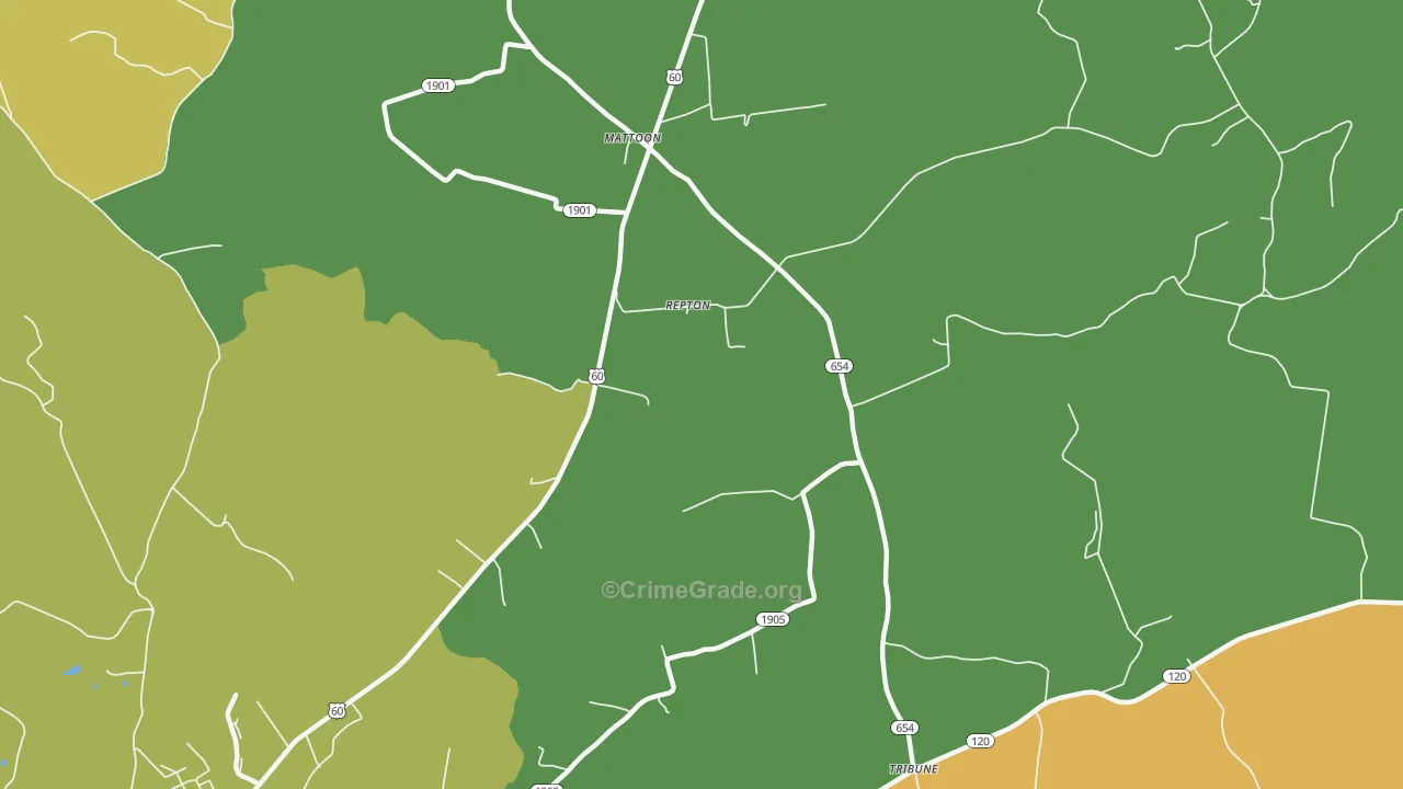 Repton, KY Map of Robbery Rates