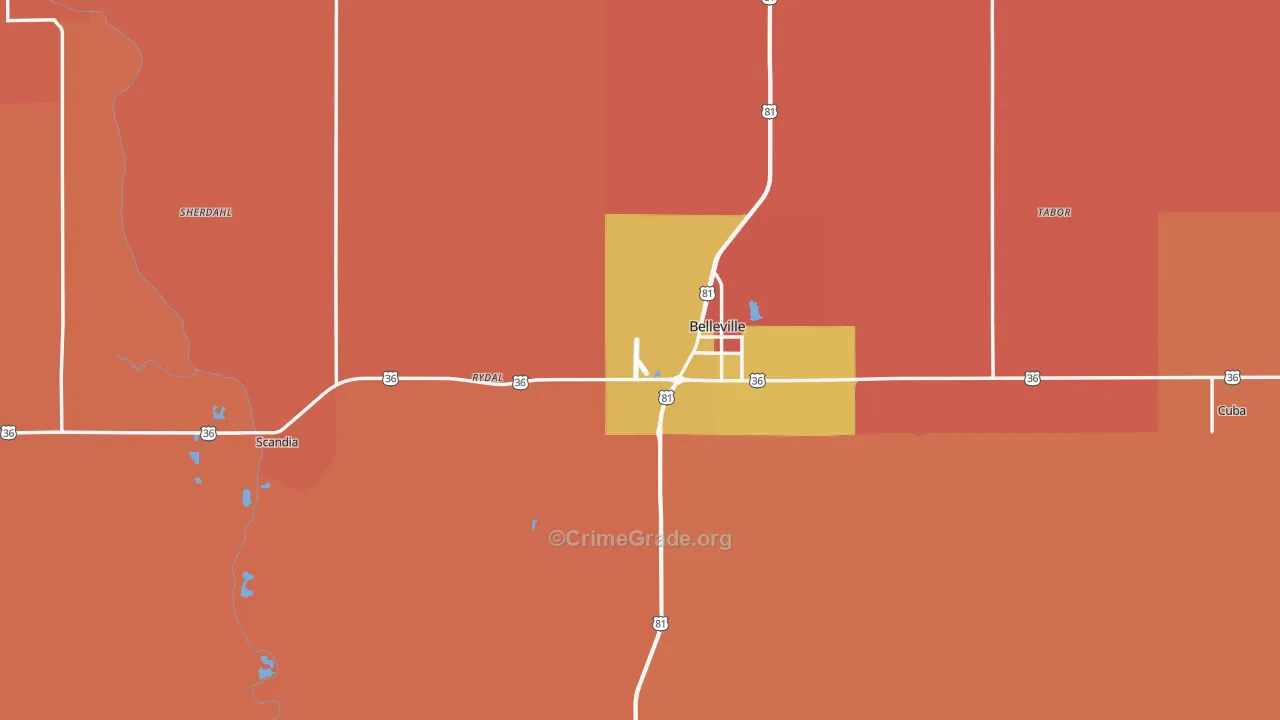 Republic County, KS Map of Robbery Rates