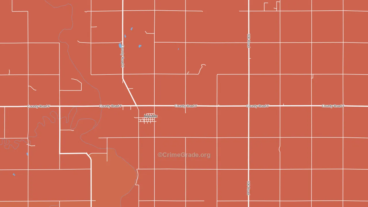 Republic, KS Map of Robbery Rates