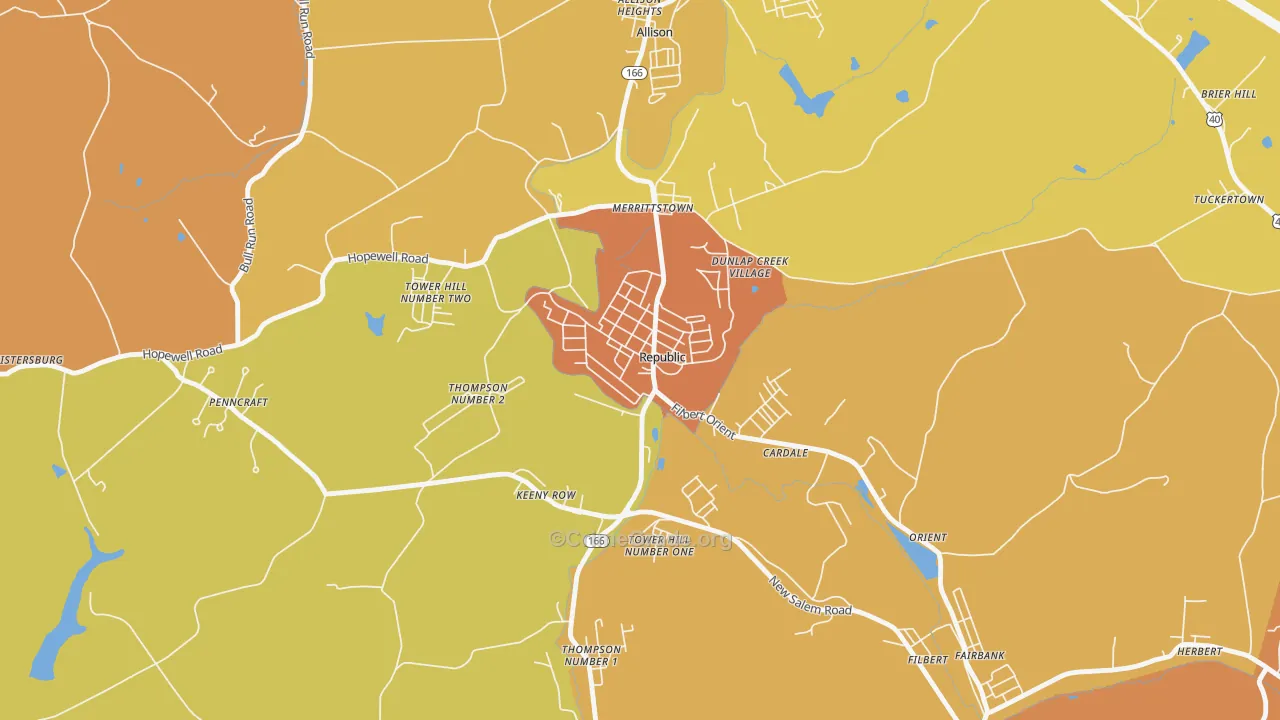 Republic, PA Map of Robbery Rates