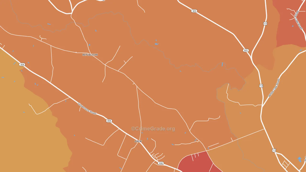 Republican, NC Map of Robbery Rates