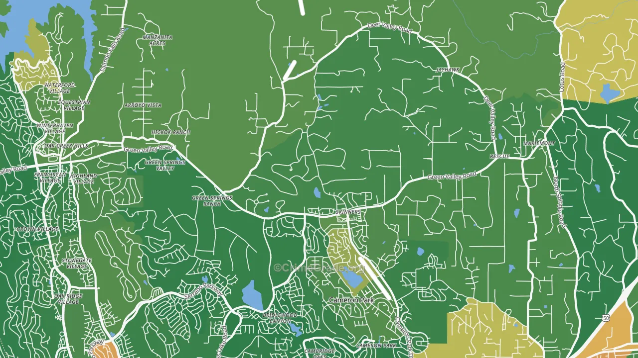Rescue, CA Map of Robbery Rates