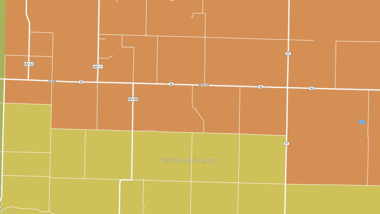 Rescue, MO Map of Robbery Rates