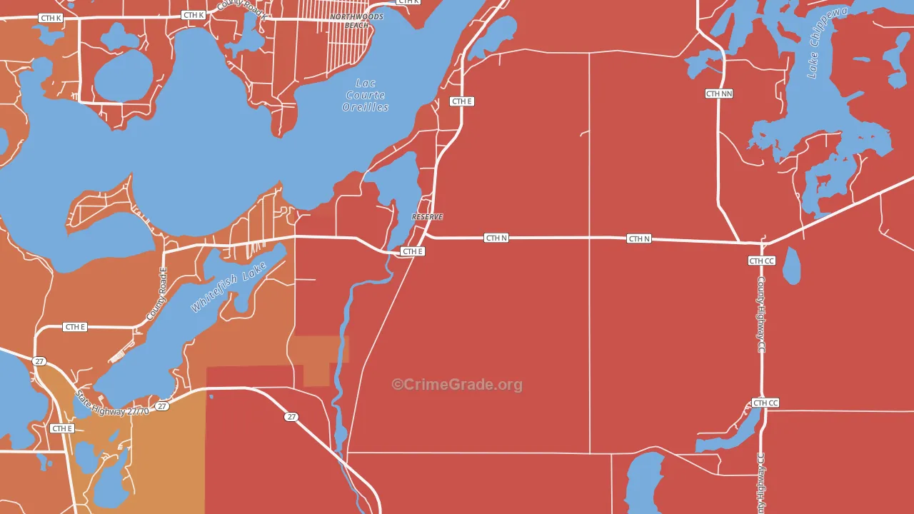 Reserve, WI Map of Robbery Rates