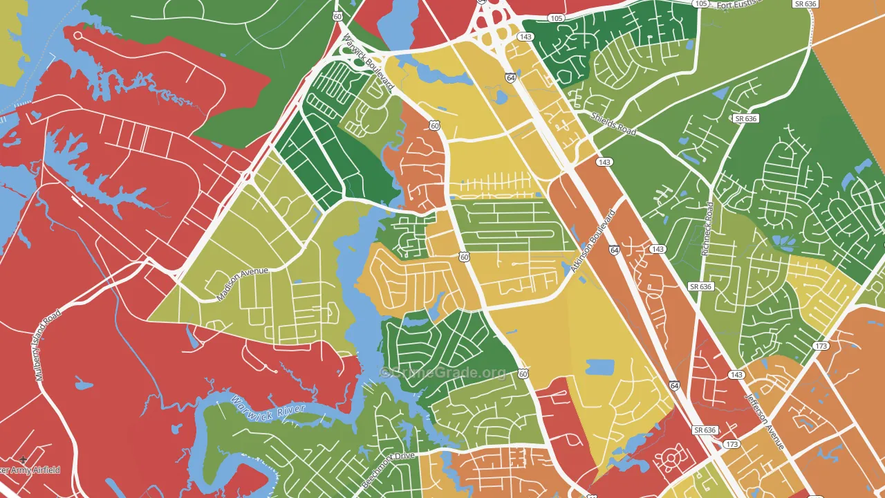 Reservoir, Newport News, VA Map of Robbery Rates
