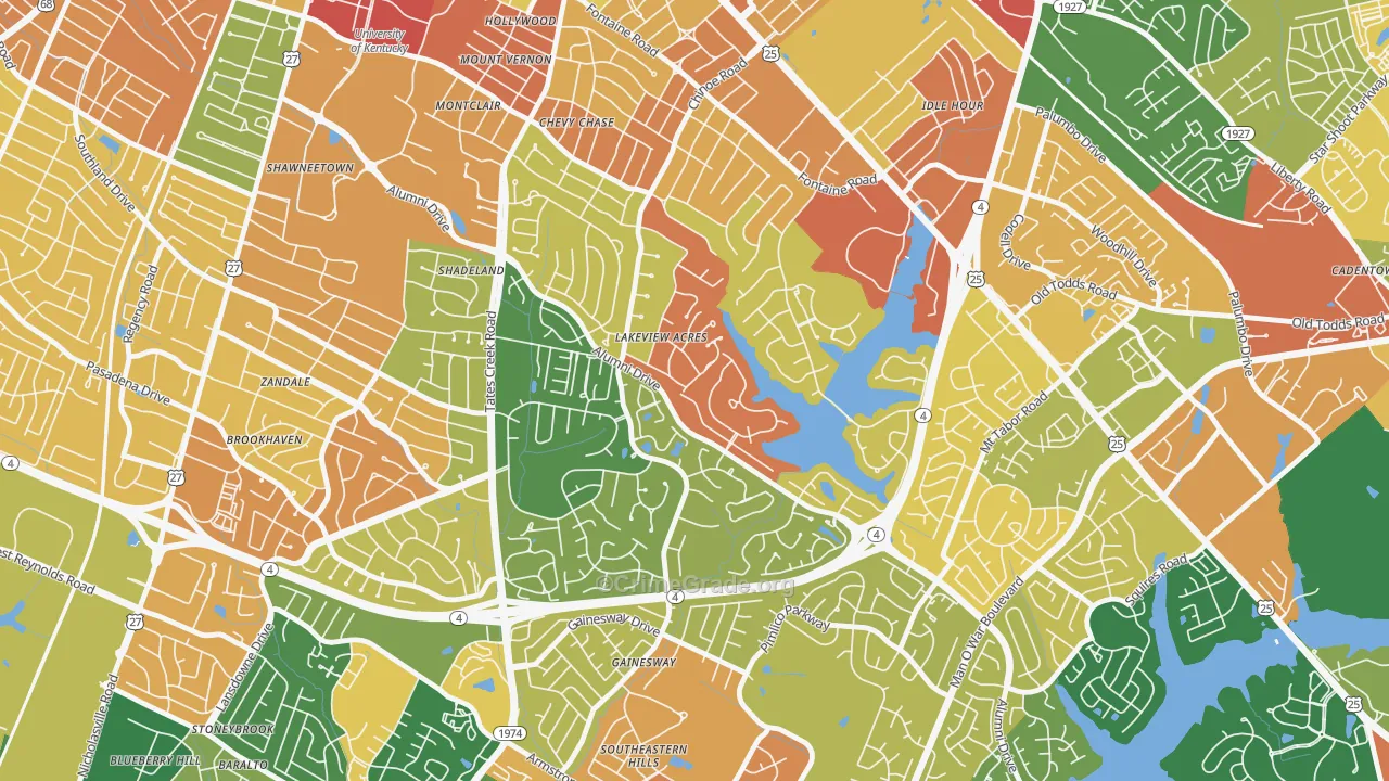Reservorir, Lexington, KY Map of Robbery Rates