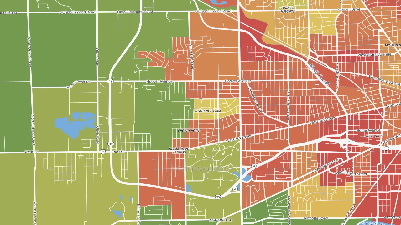 Residence Park, Dayton, OH Map of Robbery Rates