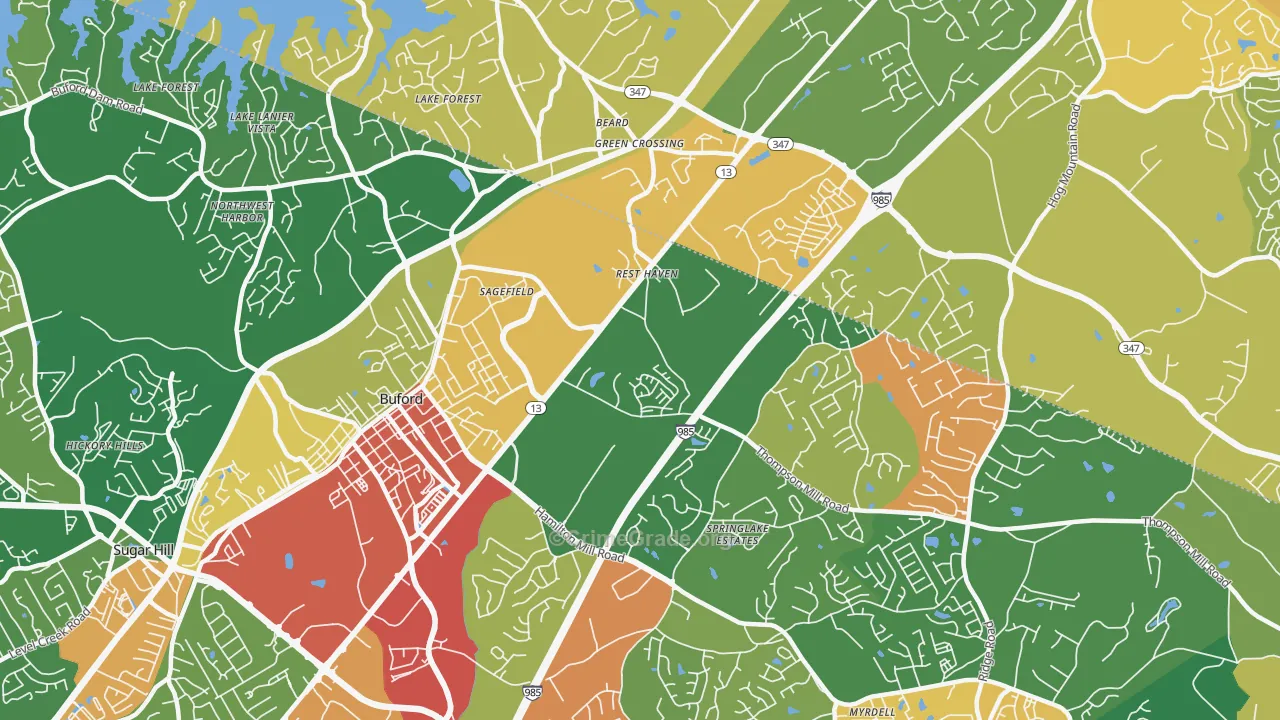 Rest Haven, GA Map of Robbery Rates