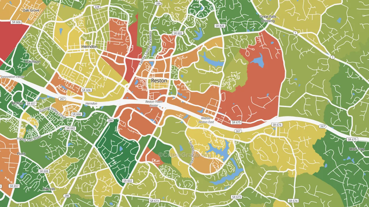 Reston, VA Map of Robbery Rates