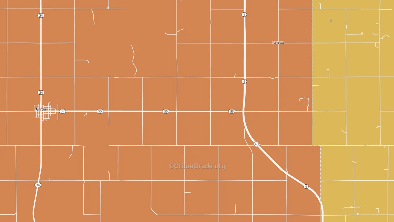 Retrop, OK Map of Robbery Rates