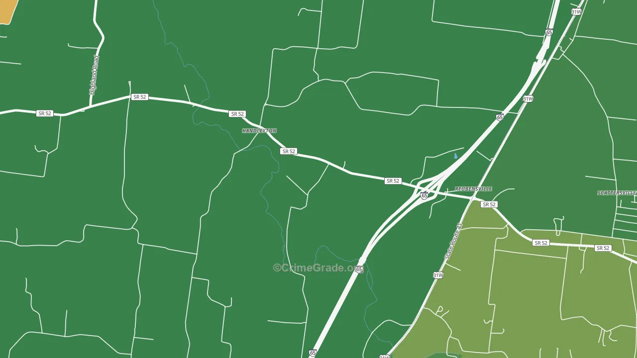 Reubensville, TN Map of Robbery Rates