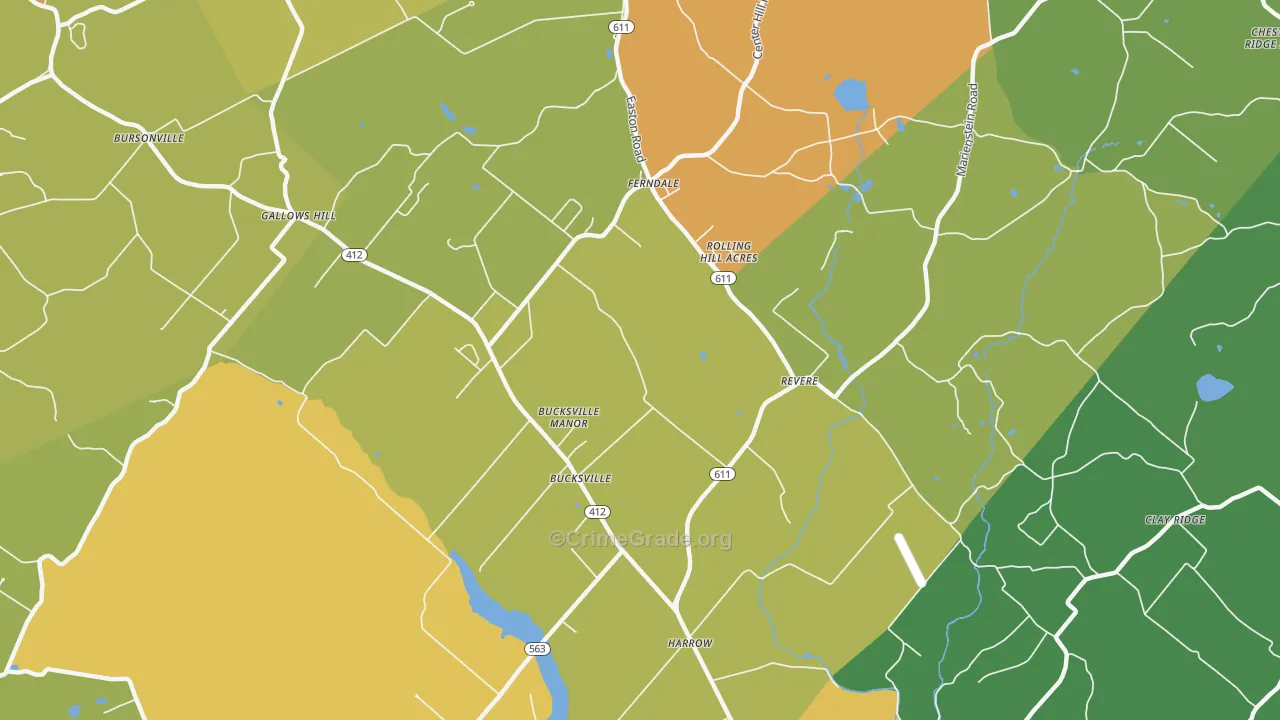 Revere, PA Map of Robbery Rates