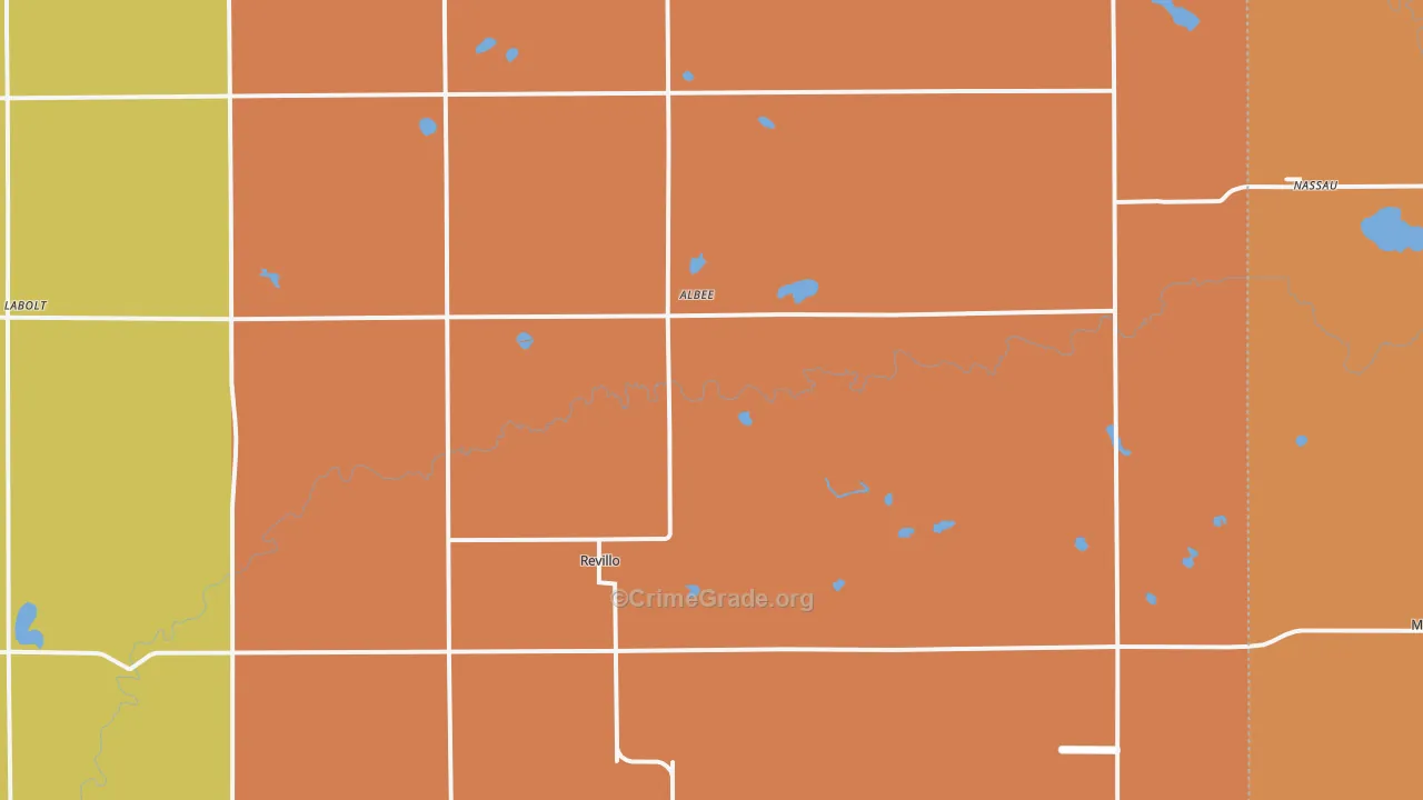Revillo, SD Map of Robbery Rates