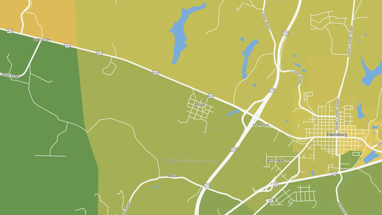 Revloc, PA Map of Robbery Rates