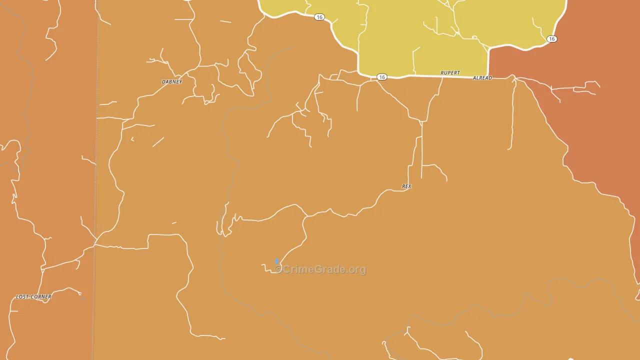 Rex, AR Map of Robbery Rates