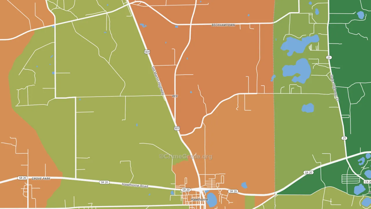 Rex, FL Map of Robbery Rates