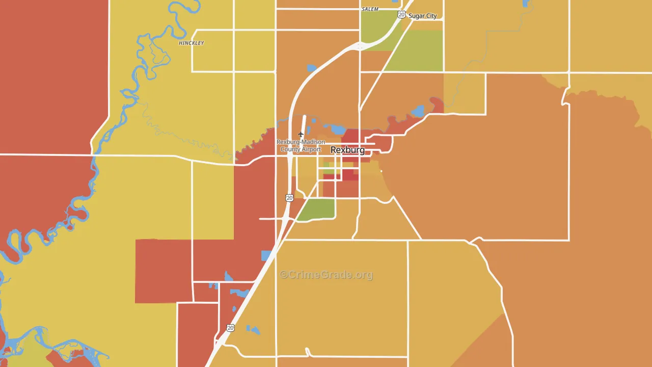 Rexburg, ID Map of Robbery Rates