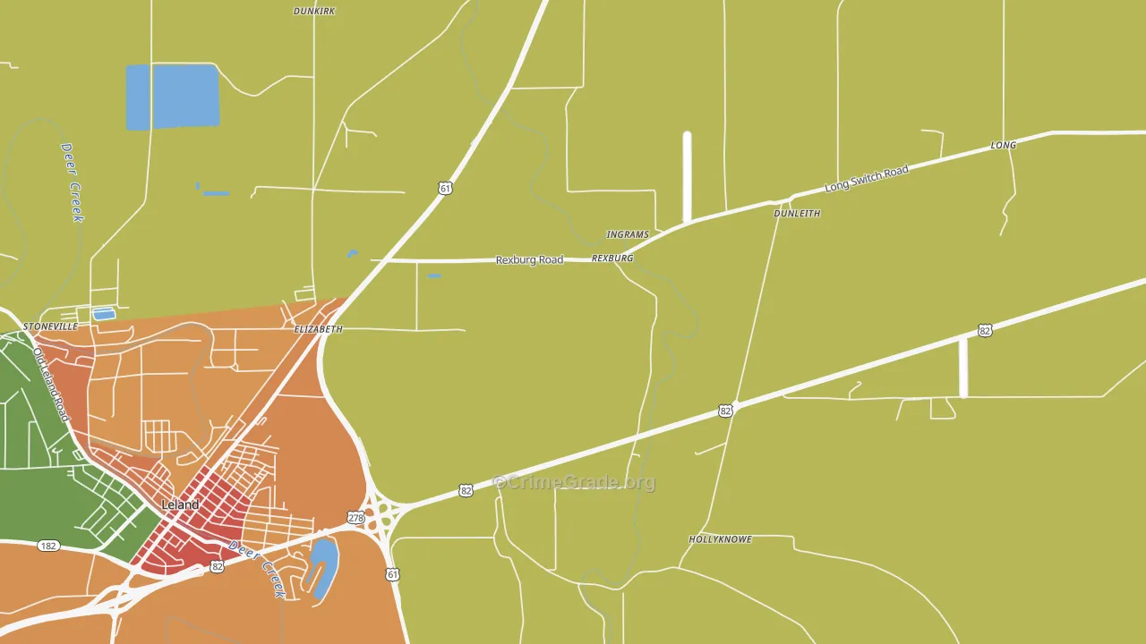 Rexburg, MS Map of Robbery Rates
